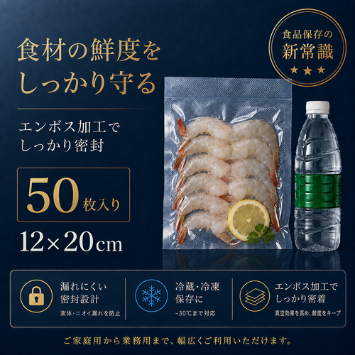 SUZUNOA エンボス真空保存バッグ 12×20cm 50枚入り